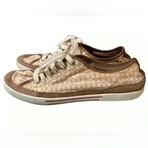 COACH Womens Edith Lace Up Signature Sneakers
Tennis Shoes Brown and Tan